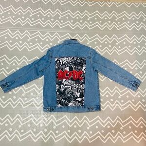 Vintage retro AC/DC acdc graphic denim jean jacket coat